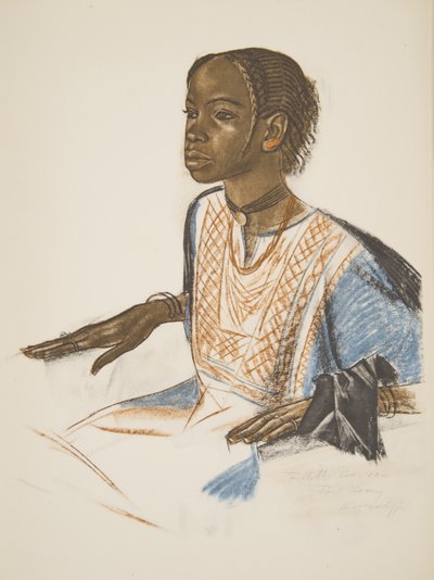 Fillette Bornou (Fort Lamy), z Kresby a malby Afriky, popravená během expedice Citroen Centre Afrique, druhá mise Haardt Audouin-Dubreuil, hospoda. Paříž, 1927 od Alexander Yakovlev