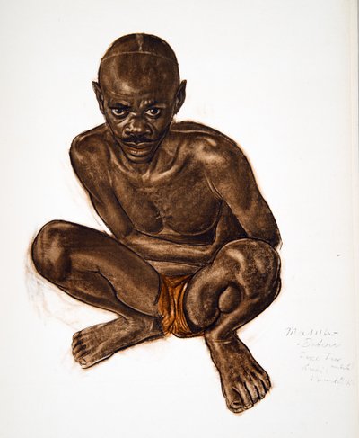 Masua, Tike-Tik (Arebi) Haut Ouelle, z Dessins et Peintures dAfrique, vykonává au cours de lexpedition Citroen Centre Afrique, deuxieme misi Haardt Audouin-Dubreuil, hospoda. Paříž, 1927 (barevně lit od Alexander Yakovlev