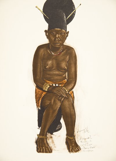 Napudre, femme de Tuba (Niangara) Haut Ouelle, z Dessins et Peintures dAfrique, vykonává au cours de lexpedition Citroen Centre Afrique, deuxieme misi Haardt Audouin-Dubreuil, hospoda. Paříž, 1927 ( od Alexander Yakovlev