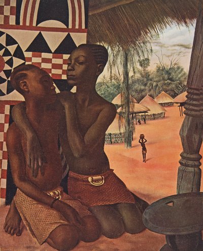 Titi a Naranghe, dcery šéfkuchaře Eki Bondo (Haut Ouelle) (Lune dune mere Mangbetou, lautre dune mere Matchaga), z kreseb a maleb z Afriky, popravené během expedice Citroen Centre Afr od Alexander Yakovlev