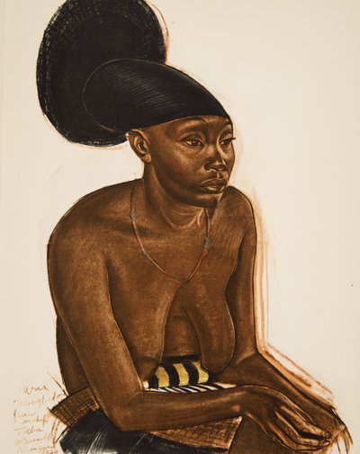 Uru, la Mangbeou (Niangara) haut Ouelle, z Kresby a malby Afriky, popravený během expedice Citroen Center Afrique, druhá mise Haardt Audouin-Dubreuil, hospoda. Paříž, 1927 (barva od Alexander Yakovlev