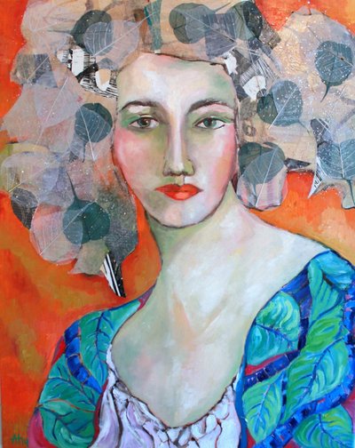Žena s barevnými listy od Alexandra Higgins