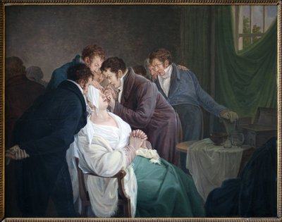 Operace šedého zákalu baronem Guillaume Dupuytrenem (1777-1835). Malba Alexandre Jean Drahonet, pseudonym Alexandre Jean Dubois (1791-1834), olej na dřevě od Alexandre Jean Dubois Drahonet