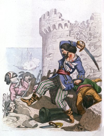 Grammont, francouzský pirát, c. 1850 (rytina) od Alexandre (after) Debelle