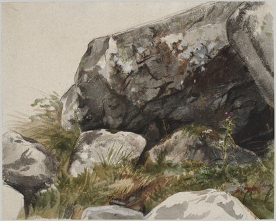 Skalnatá krajina (akvarel s tuší a uhlím) od Alexandre Cabanel