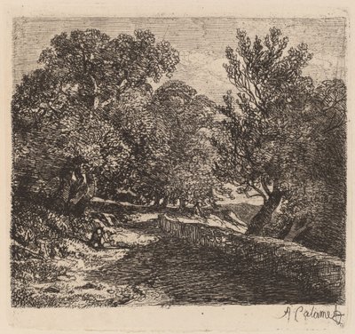 Muž odpočívá u kamenné zdi od Alexandre Calame