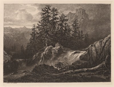 Horský vodopád od Alexandre Calame