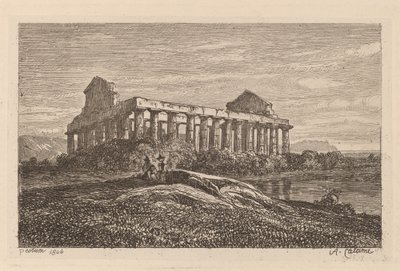 Ruiny v Paestum od Alexandre Calame