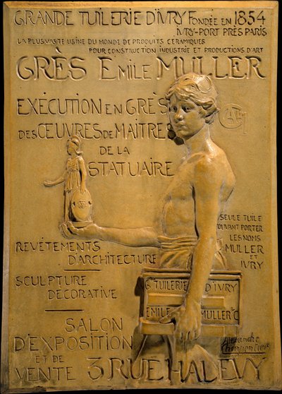 Reklama na manufakturu Muller Stoneware od Alexandre Charpentier