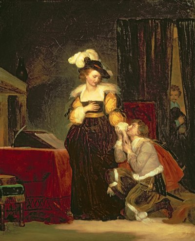 Mary Queen of Scots (1542-87) s Rizzio, kolem roku 1830 (olej na plátně) od Alexandre Evariste Fragonard