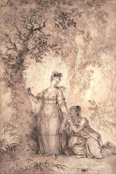 Snoubenka krále Garbe: Strom (pero a inkoust) od Alexandre Evariste Fragonard