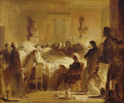 Poslední okamžiky Karla-Ferdinanda Francouzského (1778-1820) v administrativní místnosti pařížské opery, 14. února 1820, 1820-50 od Alexandre Evariste Fragonard