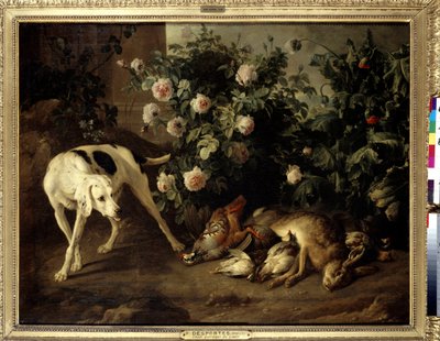 Psí zvěř u keře růží Malba Francoise Desportese (1661-1743) 1724 Ne. 1,07x1,38 m Paříž, Musee du Louvre. od Alexandre Francois Desportes