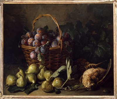 Zátiší, fíky a švestky Malba Francoise Desportese (1661-1743) Paříž 18. století, dekorativní umění od Alexandre Francois Desportes