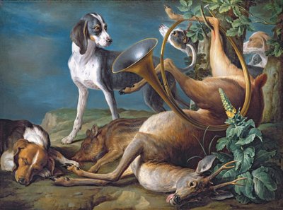 Still Life of Dead Game with Hounds, 1730 od Alexandre Francois Desportes