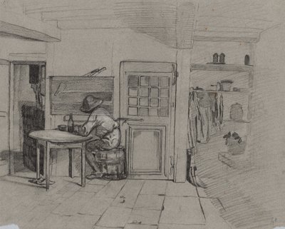 Interiér farmy s chlapcem u stolu, c. 1846. od Alexandre Gabriel Decamps