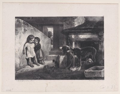 Děti vystrašené vrčícím psem, ze série Lovecké scény, 1829. od Alexandre Gabriel Decamps
