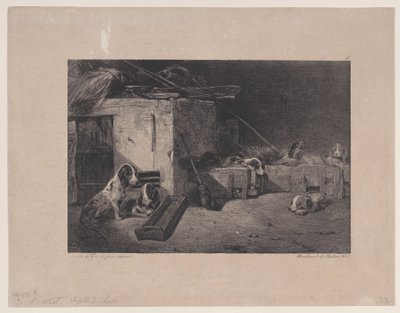 Interiér chovatelské stanice, ze série Hunting Scenes, 1829. od Alexandre Gabriel Decamps