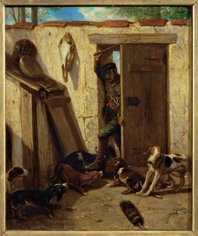 La cour des chiens - chovatelská stanice ... od Alexandre Gabriel Decamps