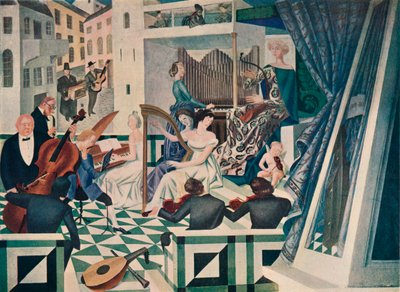 Detail nástěnné výzdoby v koncertní síni v soukromém domě, c1927 od Alexandre Jacovleff