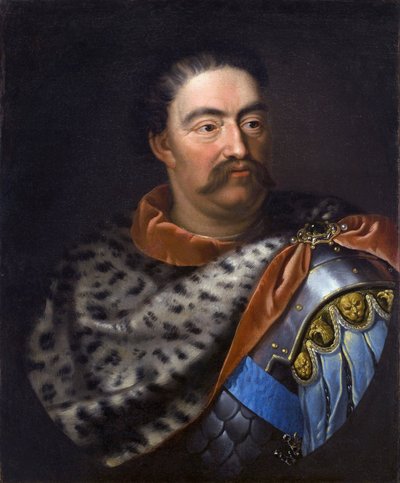 ""Portrait de Jean III Sobieski (1629-1696) roi de Pologne"" 17eme siecle - Portrét Jana III. Sobieského (1629-1696), polského krále a litevského velkovévody - Tricius, Jan (cca 1620-cca 1692) - c. 1680 - Olej na plátně - 75x62 cm - Muzeum paláce Wilanow od Alexandre Jan Tricius