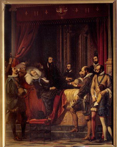 Smrt francouzského krále Jindřicha IV. (1553-1610), jeho tělo je vystaveno v Louvru od Alexandra Hesseho (1806-1879) od Alexandre Jean Baptiste Hesse