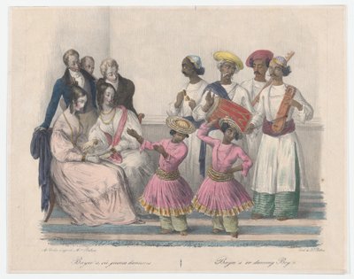 Bayees nebo Dancing Boys, z dvaceti čtyř desek ilustrativních hinduistických a evropských způsobů..., 1832 od Alexandre Marie Colin