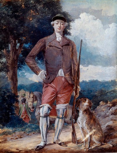Portrét na nohou Charlese-Philippa Francouzského (1757-1836), hraběte z Artois, budoucího Karla X., v loveckém obleku Akvarel od Alexandra Moitteho (1750-1828) 18. století Amiens, Musee de Picardie od Alexandre Moitte