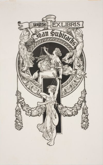 Knižní štítek Joan Subirachsové od Alexandre de Riquer