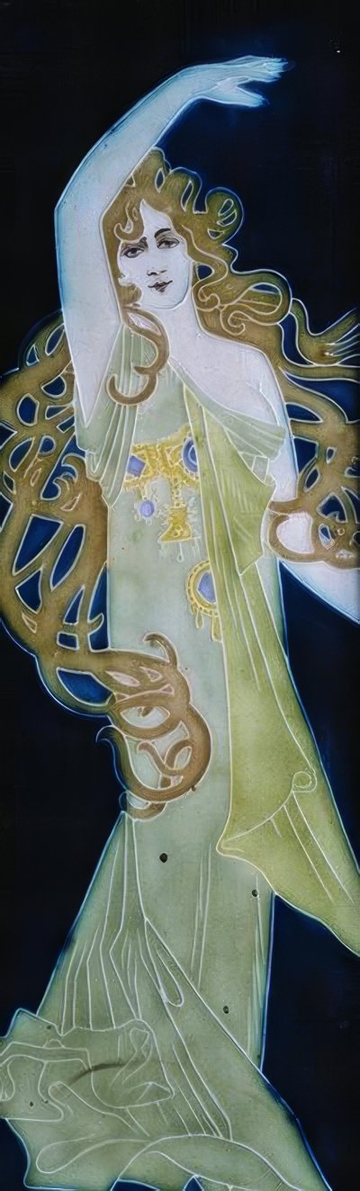 Esmalte modernista. Detalle figura femenina. od Alexandre de Riquer