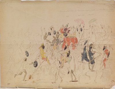 Setkání maharádže Sher Singha z Paňdžábu a britského velvyslance Clarka v roce 1842, 1842 od Alexei Dmitriyevich Saltykov
