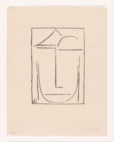 Bez názvu (hlava) (hlava) stylizovaný obličej Kopf I (původní název) od Alexei Jawlensky (signed by artist)