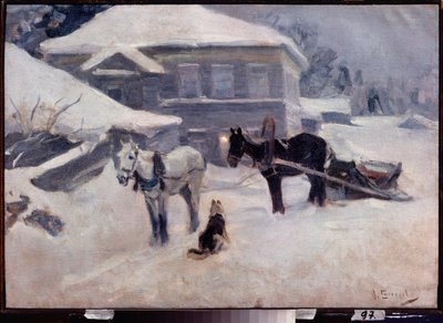Venkovský hotel - obraz Alexeje Stěpanoviče Stěpanova (1858-1923), olej na plátně, ruské umění konce 19. a počátku 20. století, krajina - Muzeum umění M. Tuganova Severní Osetie, Vladikavkaz (Rusko) od Alexei Steipanovitch Stepanov