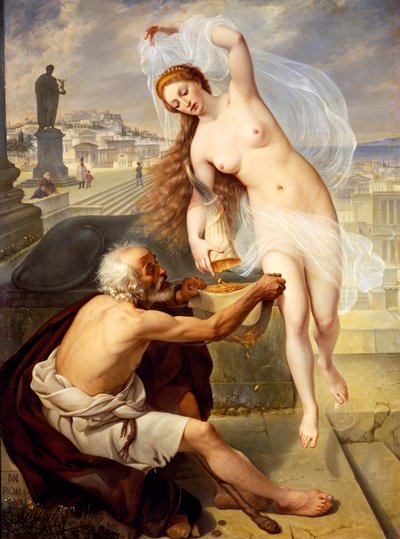 Fortune and Beggar, od Aleksei Tararsovich Markov nebo Aleksej Zarasovic Markov (1802-1878) (olej na plátně) od Alexei Tarasovich Markov