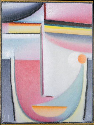 Abstraktní hlava: Symfonie v růžové od Alexej von Jawlensky