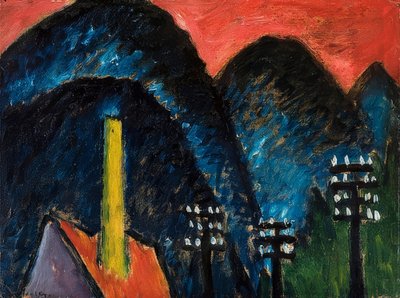 Modré hory (krajina se žlutým komínem). 1912 od Alexej von Jawlensky