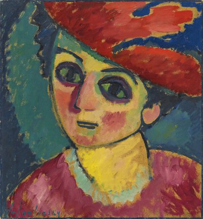 Red Hat, obraz Alexej von Jawlensky, olej na kartonu, 1912 - Red Hat - Javlensky, Alexei, von od Alexej von Jawlensky