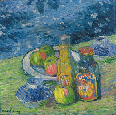 Zátiší s lahvemi a ovocem od Alexej von Jawlensky