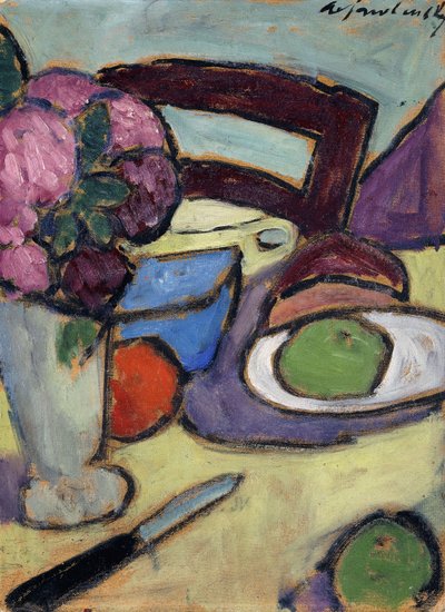 Zátiší s židlí a kyticí; Zátiší s židlí a květinovou ulicí, 1906 od Alexej von Jawlensky