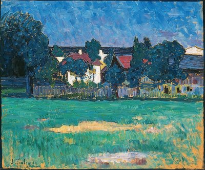 Wasserburger krajina s domy a loukou. 1907 od Alexej von Jawlensky
