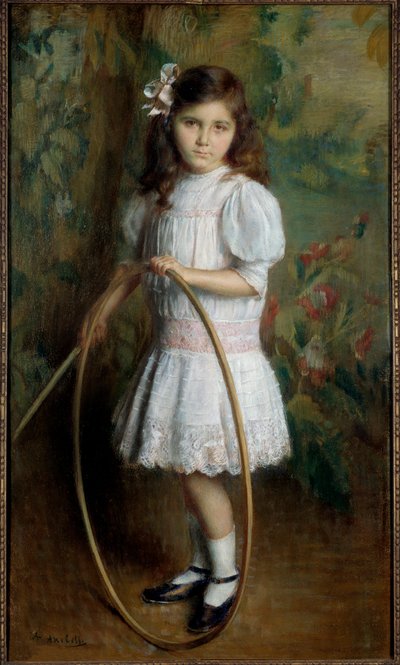 Dcera umělce v obruči Malba Alexise Axilette (1860-1931) 1909 Angers, musee des Beaux Arts - Umělcova dcera s obručí. Obraz Alexise Axilette (1860-1931) od Alexis Axilette