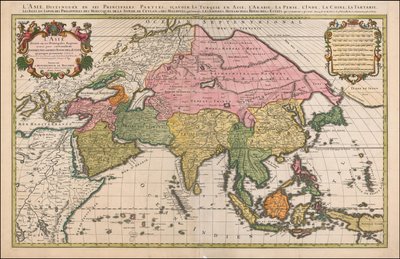 Mapa Asie z roku 1692, Hubert Jaillot od Alexis Hubert Jaillot