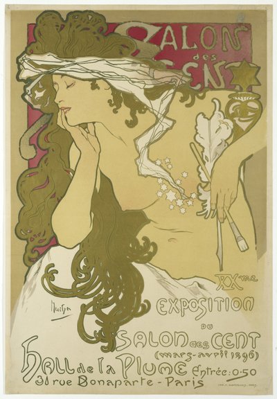 Salon des Cent, XX. výstava Salon des Cent (březen-duben 1896) Hall de la Plume, 31 rue Bonaparte, Paříž. od Alfons Maria Mucha