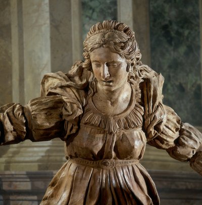Máří Magdalena, detail Oplakávání Krista, v kapli blahoslaveného Aldrovandiho (terakota) od Alfonso Lombardi