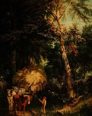 Crossing the Brook (olej na plátně) od Alfred-Edward Chalon