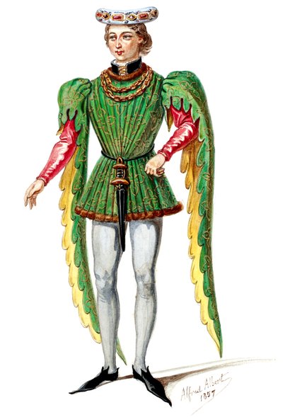 Halévy - La magicienne - kostýmní modely Alfreda Alberta - 02. Seigneur, mužský sbor (retušováno) od Alfred Albert