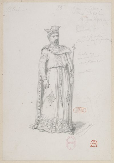 Halévy - La magicienne - kostýmní modely Alfreda Alberta - 25. Šachová partie, křesťanský král, M. Lefèvre od Alfred Albert