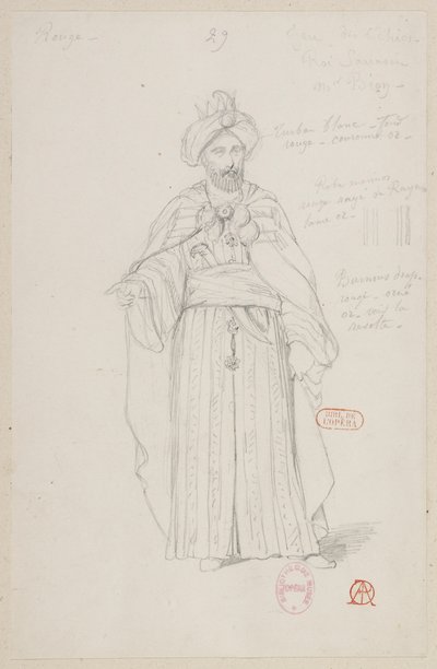 Halévy - La magicienne - kostýmní modely Alfreda Alberta - 29. Šachová partie, saracénský král. M. Bion od Alfred Albert