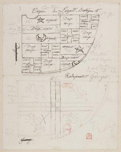 Halévy - La magicienne - modely kostýmů od Alfreda Alberta - 35 (erb). Vizieu du Lézard, Bretaň. Pánové Couteau, Radepont, Georget od Alfred Albert