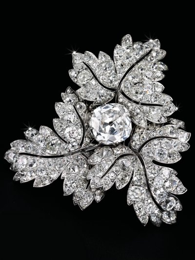 Brož „Listy rybízu“, cca 1855 (diamanty, stříbro a zlato) od Alfred Bapst